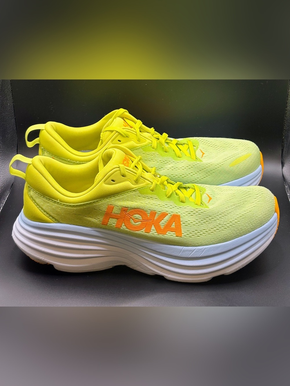 HOKA Bondi 8 Men’s 11D Butterfly Evening Primrose Running Shoes EUC